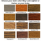Wood stain chart displaying various available stain colors.
